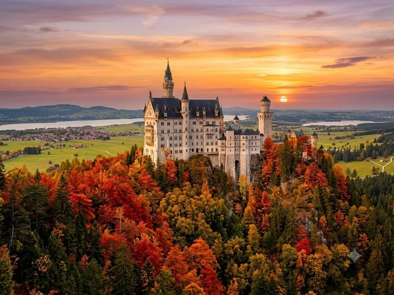 Vẻ đẹp huyền bí của lâu đài Neuschwanstein giữa núi rừng Bavaria.